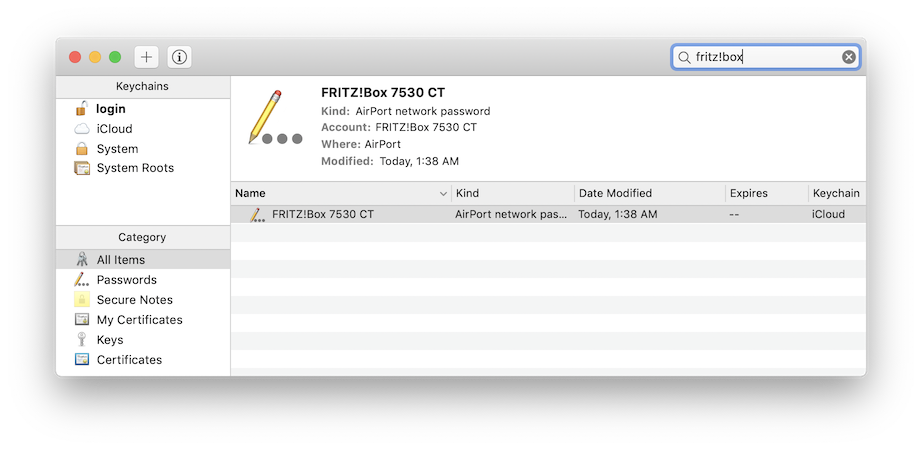 Keychain Access Main Window